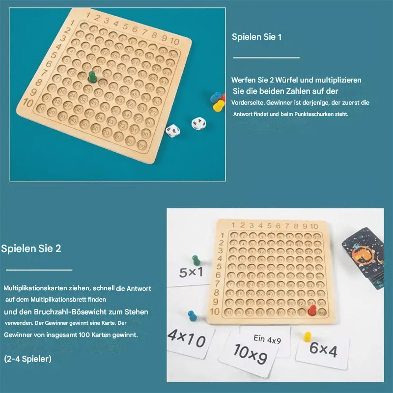 Montessori-Multiplikationsbrettspiel aus Holz
