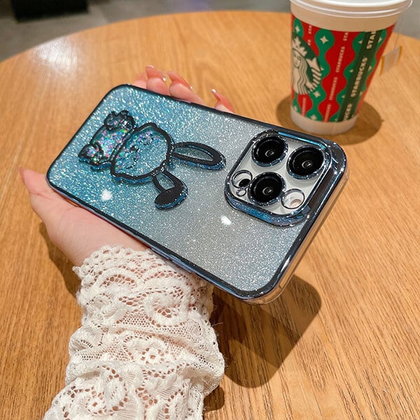 🐰Glitzer-Quicksand-Kaninchen-Hülle mit Farbverlauf für das iPhone✨✨