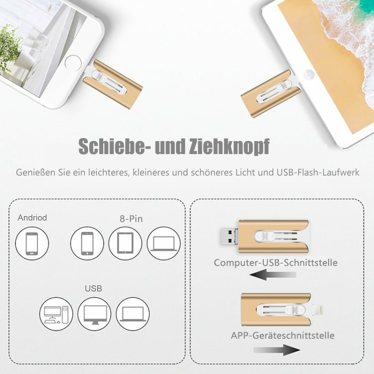 16 ~ 256 GB Micro USB + 8 Pin + USB 3,0 3 in 1 Handy Computer U-Disk