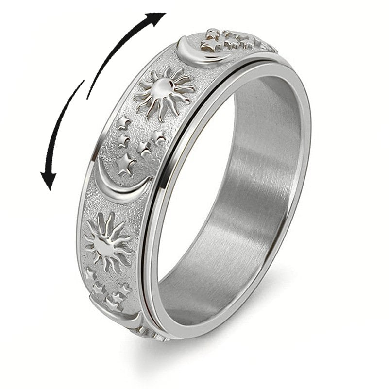 💕 Drehring mit Sonne, Mond und Sternen zur Linderung von Ängsten für Paare