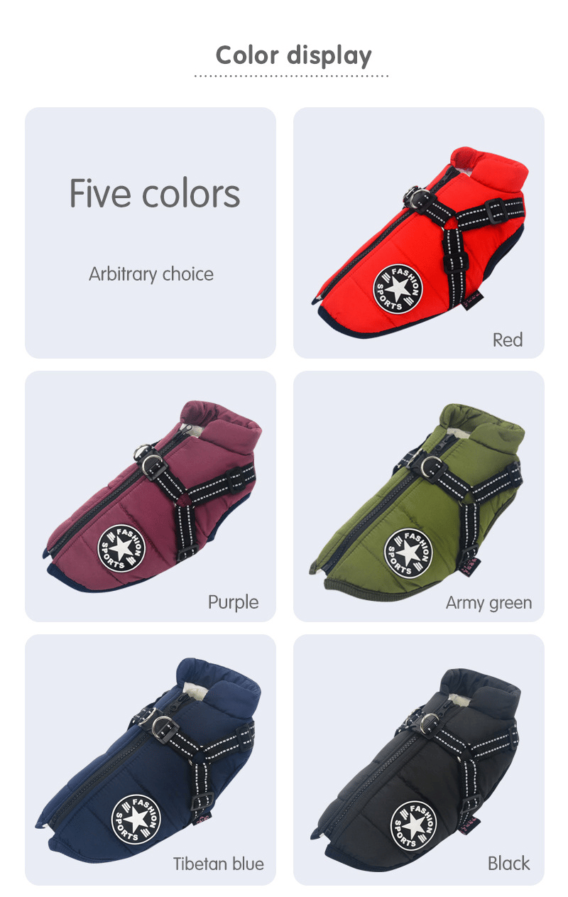 🎄Winterwarme wasserdichte Hundejacke mit Geschirr