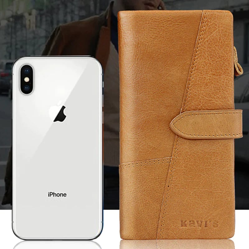 Vintage Damengeldbörse aus echtem Leder mit großem Fassungsvermögen