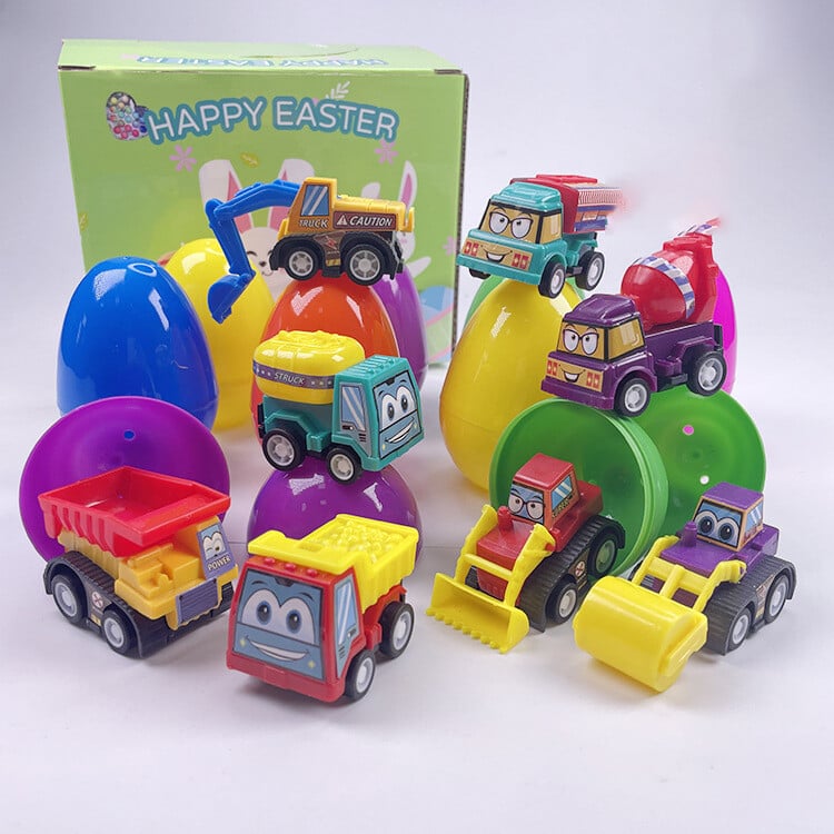 🐰 🐣12 vorgefüllte Ostereier mit Rückzugsautos🚚