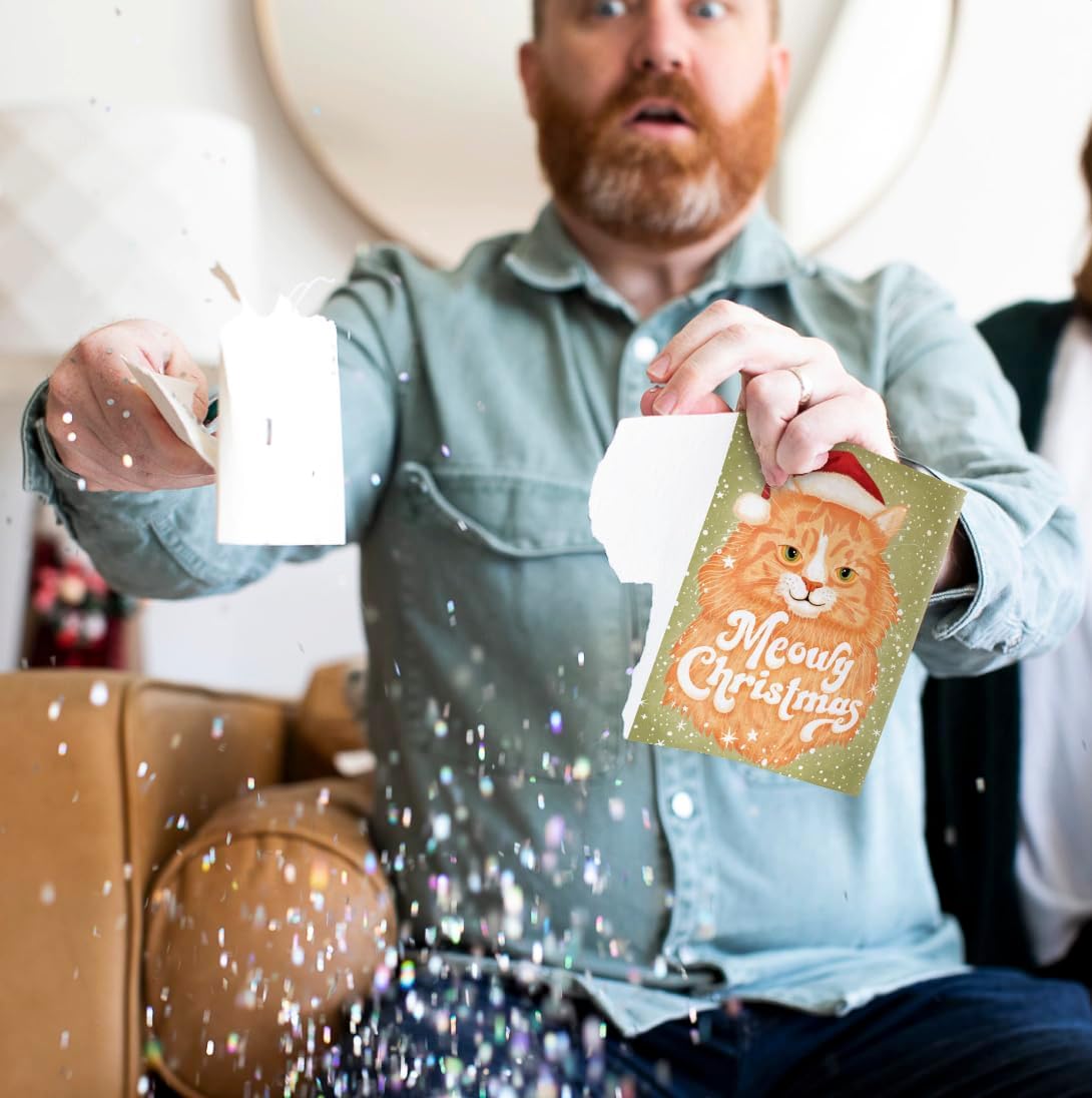 🐱Endlose Miau-Weihnachtskarte mit Glitzer