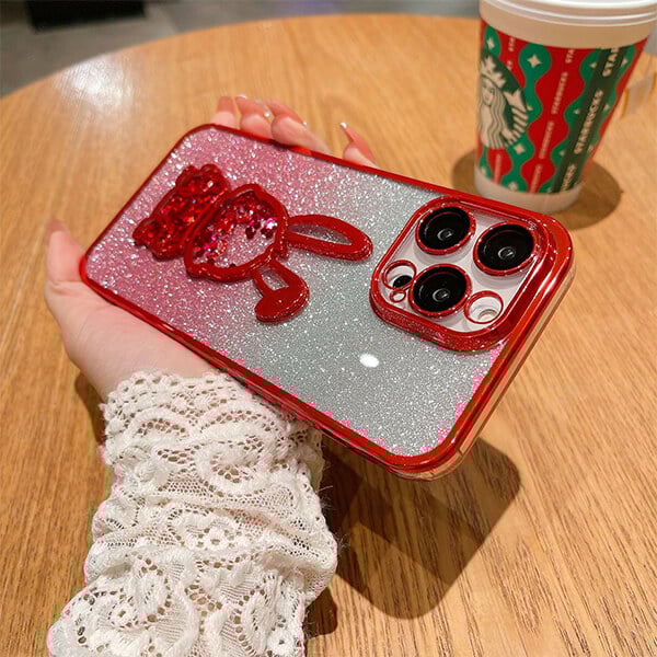 🐰Glitzer-Quicksand-Kaninchen-Hülle mit Farbverlauf für das iPhone✨✨