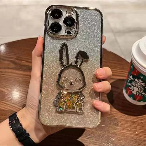🐰Glitzer-Quicksand-Kaninchen-Hülle mit Farbverlauf für das iPhone✨✨