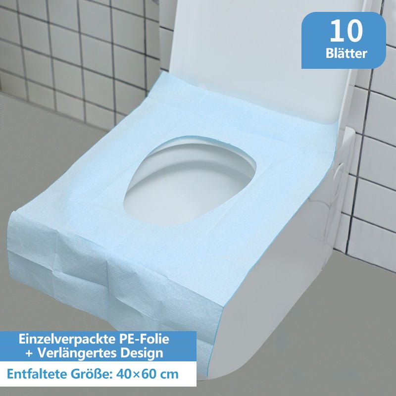10 Packungen reißfester Einweg-Toilettensitzbezüge (einzeln verpackt)