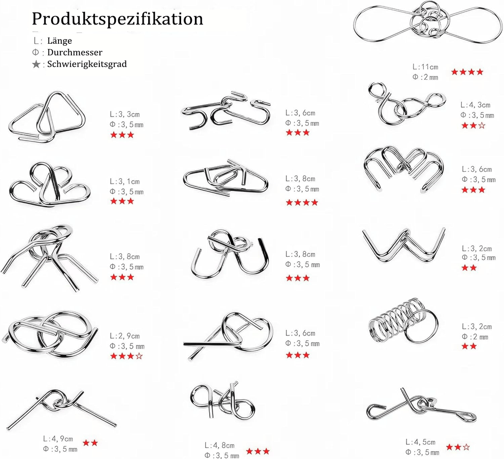 🧠Montessori Metallisches Denkspielzeug - 24-teiliges Set zur Förderung des räumlichen Denkens