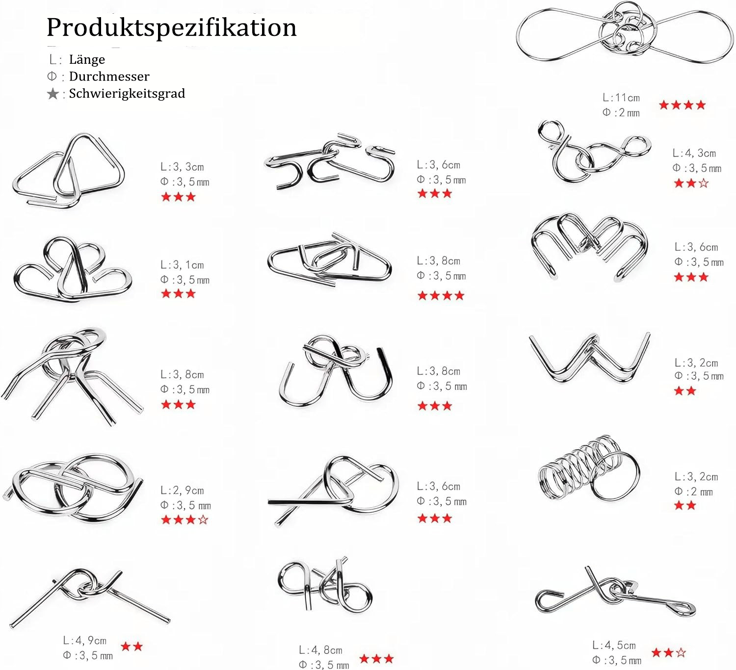 🧠Montessori Metallisches Denkspielzeug - 24-teiliges Set zur Förderung des räumlichen Denkens