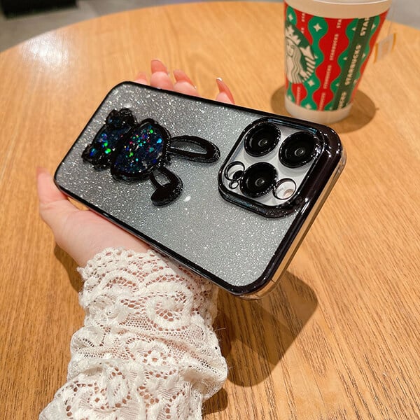 🐰Glitzer-Quicksand-Kaninchen-Hülle mit Farbverlauf für das iPhone✨✨