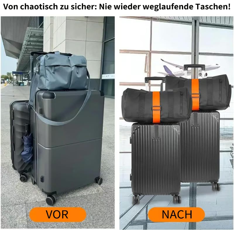 💥Praktische Reiselösung: Stabile, verstellbare Gepäckgurte. Endlich beide Hände frei am Flughafen!