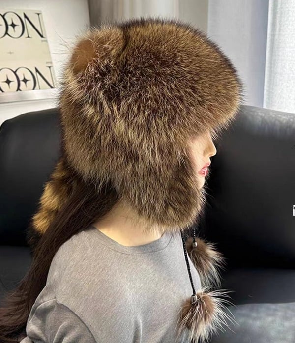 🔥Handgefertigte Mütze aus Waschbärpelzimitat