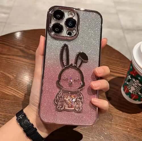 🐰Glitzer-Quicksand-Kaninchen-Hülle mit Farbverlauf für das iPhone✨✨