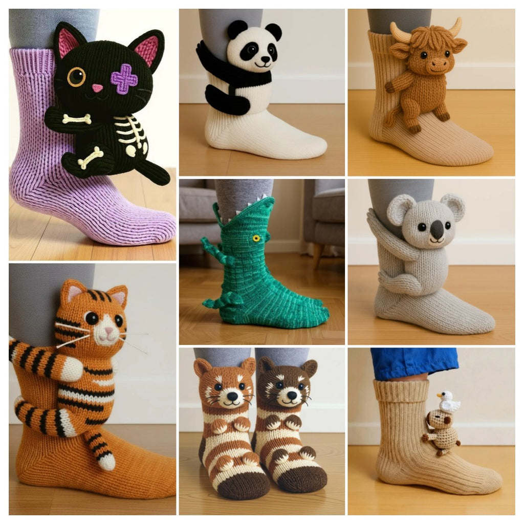 🎄🎅Simulation handgestrickte Tiersocken – warm, geeignet für zu Hause
