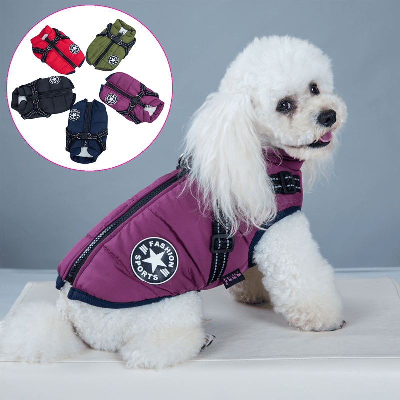 🎄Winterwarme wasserdichte Hundejacke mit Geschirr