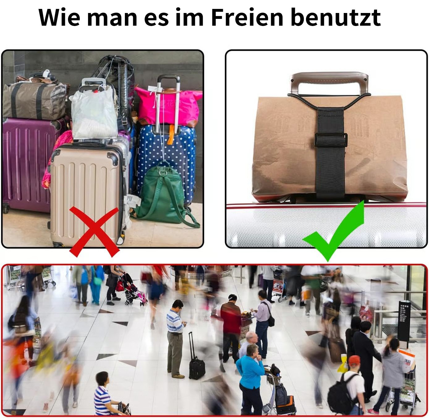 💥Praktische Reiselösung: Stabile, verstellbare Gepäckgurte. Endlich beide Hände frei am Flughafen!