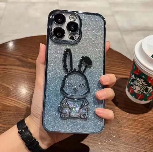 🐰Glitzer-Quicksand-Kaninchen-Hülle mit Farbverlauf für das iPhone✨✨
