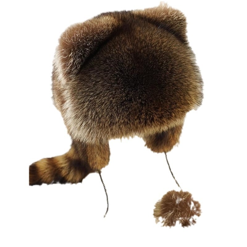 🔥Handgefertigte Mütze aus Waschbärpelzimitat