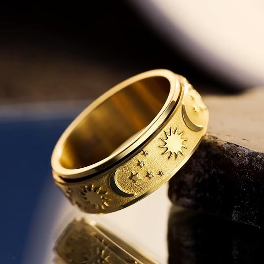 💕 Drehring mit Sonne, Mond und Sternen zur Linderung von Ängsten für Paare