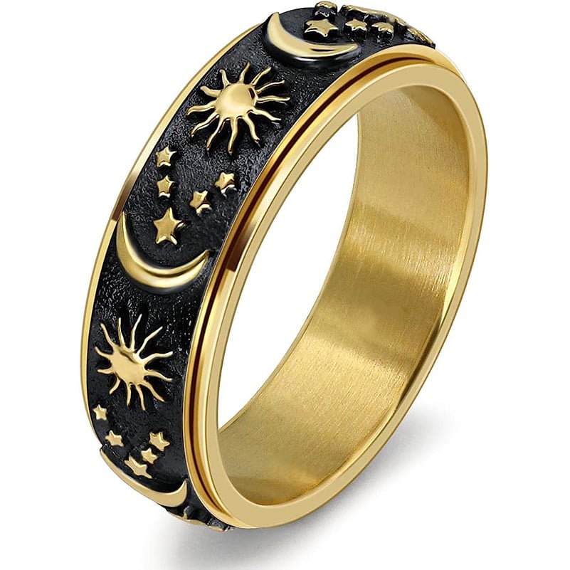 💕 Drehring mit Sonne, Mond und Sternen zur Linderung von Ängsten für Paare